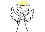  2016 angel anthro clothed clothing cute_fangs disney eyes_closed fan_character feathered_wings feathers inkyfrog male mammal mustelid percy_vison polecat robe simple_background smile solo white_background wings zootopia 