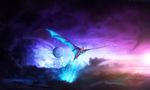  ambiguous_gender detailed_background dragon feral flying membranous_wings neytirix planet sky solo spread_wings twilight wings 