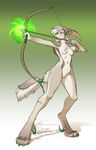  anthro areola bow_(weapon) breasts canine female kittydee mammal nipples notched_ear nude pussy ranged_weapon small_breasts solo standing weapon 