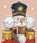  1boy christmas hat male_focus military_uniform nutcracker_zenyatta overwatch solo uniform upper_body zenyatta_(overwatch) 