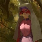  2016 anthro canine clothed clothing disney dress female forest fox furstang looking_at_viewer maid_marian mammal outside painting_(artwork) portrait robin_hood_(disney) solo three-quarter_portrait traditional_media_(artwork) tree 