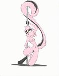  anthro armpits breasts clothing dancing david_lillie digitigrade dreamkeepers edit female fur hair long_tail mammal navel nipples nude nude_edit pink_fur pink_hair pole pole_dancing pubes pussy simple_background solo suggestive t_zulu viriathus white_background yellow_eyes 