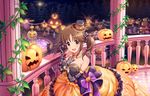  artist_request bangs bare_shoulders blush bow breasts brown_eyes brown_hair cleavage collarbone dress elbow_gloves frills gloves hair_ornament halloween halloween_costume hat idolmaster idolmaster_cinderella_girls idolmaster_cinderella_girls_starlight_stage jack-o'-lantern jewelry lace long_hair looking_at_viewer medium_breasts moon necklace night official_art open_mouth pumpkin ribbon sleeveless smile solo_focus totoki_airi tree twintails witch_hat 