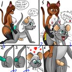  &lt;3 anal anal_penetration anthro breasts butt cat cecy_the_tabby_cat comic cum cum_while_penetrated dildo feline female flakyrapesfaceplz from_behind_position happy hetro kintaro_the_mouse kintarothemouse male male/female mammal mouse orgasm pegging penetration rear_view rodent sex sex_toy sexybigears69 smile strapon tongue tongue_out toying_partner 