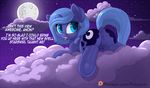  2016 anatomically_correct anatomically_correct_pussy animal_genitalia animal_pussy anus blue_hair butt cloud cub cutie_mark dialogue dock english_text equine equine_pussy feathered_wings feathers female friendship_is_magic full_moon hair hooves horn mammal moon my_little_pony night on_cloud open_mouth outside patreon princess_luna_(mlp) pusspuss pussy solo teats text underhoof winged_unicorn wings young 