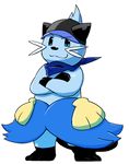  alpha_channel crossed_arms dewott flat_colors front_view headgear hisashino looking_at_viewer mammal mostly_nude mustelid neckerchief nintendo pok&eacute;mon semi-anthro simple_background smile standing transparent_background video_games whiskers 