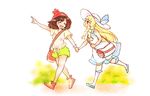  :d bag beanie black_hair blonde_hair closed_eyes collared_dress dress duffel_bag floral_background floral_print green_eyes green_shorts handbag hat holding_hands kneehighs lillie_(pokemon) long_hair mizuki_(pokemon) multiple_girls open_mouth pointing poke_ball_theme pokemon pokemon_(game) pokemon_sm red_hat running shoes short_hair short_sleeves shorts smile sneakers sun_hat sundress white_legwear yoshino_(gunform) 