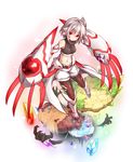  altair_floone borrowed_character breasts hair_between_eyes highres kazana_(sakuto) looking_at_viewer medium_breasts navel original red_eyes short_hair sleeveless solo white_hair 