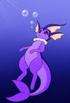  2016 ambiguous_gender blue_background bubble eeveelution fan_character featureless_crotch feral fin nintendo nude pok&eacute;mon purple_skin shikaro shiny_pok&eacute;mon simple_background solo underwater vaporeon video_games water white_membrane yellow_membrane 