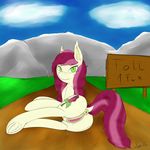  2016 absurd_res digital_media_(artwork) equine female hi_res horse looking_at_viewer mammal my_little_pony nude pony pussy rear_view roseluck rubydusk simple_background solo suggestive_look 