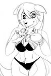  anthro bikini canine clothed clothing doedog female mammal monochrome open_mouth sketch smile solo standing swimsuit teeth wide_hips 