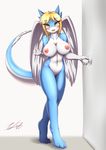  2016 anthro blush breasts dragon female looking_at_viewer nipples nude pussy smile solo tailzkim wings 