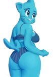  anthro blue_fur bra breasts butt cartoon_network cat clothed clothing exomun feline female fur looking_up mammal mature_female mother nicole_watterson panties parent pink_nose side_boob solo the_amazing_world_of_gumball underwear whiskers 