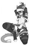  2016 anthro blush christmas circumcised clothed clothing collar erection feline grin hair hands_behind_head hat hi_res holidays legwear looking_at_viewer male mammal miniskirt monochrome open_shirt panties penis pinup pose presenting rksparkster santa_hat skimpy skirt solo spread_legs spreading thigh_highs underwear yuurikin 