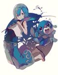  bad_id bad_pixiv_id baggy_pants blue_eyes blue_hair blue_pants capri_pants crop_top fishing_rod full_body gen_7_pokemon hairband holding holding_fishing_rod looking_at_viewer one-piece_swimsuit pants pokemon pokemon_(creature) pokemon_(game) pokemon_sm popplio sailor_collar sandals short_hair smile suiren_(pokemon) suzukami swimsuit swimsuit_under_clothes trial_captain water 