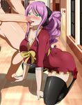  blush fairy_tail legwear meredy_(fairy_tail) open_mouth pink_hair tongue_out 