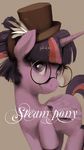  2016 ciyuunhe english_text equine eyewear feathered_wings feathers female feral friendship_is_magic fur glasses hair hat horn looking_at_viewer mammal multicolored_hair my_little_pony purple_eyes purple_fur smile solo text twilight_sparkle_(mlp) winged_unicorn wings 