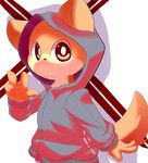  anthro brown_eyes canine clothing cub dog fur hoodie looking_at_viewer male mammal moki pants shadow simple_background solo standing tan_fur waving white_background young 