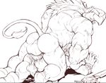  alistar_(lol) anal anal_penetration anus backsack balls big_dom_small_sub bovine butt cum_from_ass duo erection faceless_male feline horn league_of_legends line_art lion male male/male mammal monochrome motion_lines muscular nude penetration penis perineum pinned raymond158 rengar_(lol) scar signature size_difference speed_bump_position struggling thick_penis video_games 