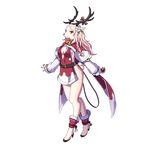  2016 anthro belt black_nose cervine clothed clothing female flower fur hair hooves horn japanese looking_at_viewer mammal official_art pink_hair plant reindeer ribbons solo standing video_games wander_crown white_fur yellow_eyes ルフレ 