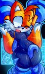  2016 anthro black_nose blue_eyes blush bodysuit canine clothing fox fur hi_res male mammal miles_prower open_mouth pedrovin restrained rubber skinsuit solo sonic_(series) tentacle_monster tentacles tight_clothing video_games white_fur yellow_fur 