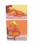  bandicoot belly big_breasts blonde_hair breasts cleavage clothed clothing crash_bandicoot_(series) eating edit female food green_eyes hair huge_breasts lipstick makeup mammal marsupial navel overweight red_lips shorts solo tawna_bandicoot thick_thighs unknown_artist video_games weight_gain 