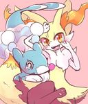  blue_body blush braixen brionne cute duo fangs looking_at_viewer mammal marine nintendo pinniped pok&eacute;mon seal tears unknown_artist video_games 