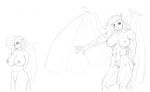  abs biceps big_breasts breasts equine fangs female flutterbat_(mlp) fluttershy_(mlp) friendship_is_magic hellbridge mammal monochrome muscular muscular_female my_little_pony navel nude pegasus pubes pussy simple_background sketch smile solo vampire white_background wings 