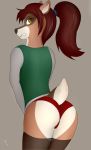  brown_eyes butt camel_toe cervid clothing embarrassed female mammal ollofkyser panties shirt simple_background solo underwear 