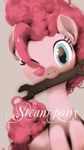  2016 blue_eyes ciyuunhe earth_pony english_text equine female feral friendship_is_magic fur grey_background hair horse looking_at_viewer mammal my_little_pony pink_fur pink_hair pinkie_pie_(mlp) pony simple_background smile solo text tools wrench 
