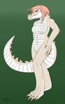  alligator anthro bakari breasts crocodilian featureless_breasts female hair looking_at_viewer nude pussy reptile scalie slit_pupils solo standing 