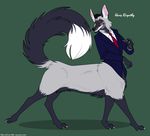  2016 canine clothed clothing fox foxtaur kobi_lacroix mammal necktie silver_fox suit taur 