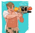  blonde_hair leon_kennedy male_focus msucle resident_evil smile solo summer 