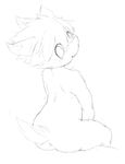  anthro black_and_white blush butt canine cub dog looking_away mammal moki monochrome nude simple_background sitting sketch solo white_background young 