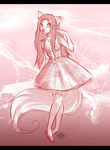  anthro black_bars canine clothing dress female fox hair mammal pink_hair purrchinyan solo standing 