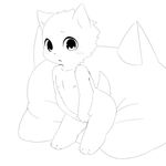  anthro black_and_white blush canine covering covering_self cub dog looking_at_viewer male mammal moki monochrome nipples nude pillow solo standing young 