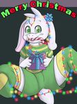  anthro asriel_dreemurr bow bulge candy candy_cane caprine christmas christmas_lights clothing cub food fur gift goat holidays kyuutei leggings legwear looking_at_viewer male mammal shirt shorts solo undertale video_games white_fur young 