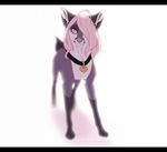  black_bars canine collar dog female feral fur hair mammal nude paws pink_eyes pink_hair purple_fur purple_nose purrchinyan simple_background solo standing white_background 