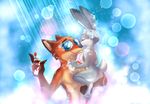  absurd_res anthro bath black_glasses canine disney duo eyewear female fox hi_res judy_hopps lagomorph long_ears male mammal nick_wilde rabbit shower size_difference thewinterbunny_(artist) water wet zootopia 