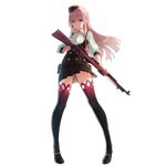  ass_visible_through_thighs black_footwear black_gloves black_legwear black_panties black_skirt blue_eyes bow breasts buttons earpiece earrings eyebrows eyebrows_visible_through_hair full_body garrison_cap girls_frontline gloves gun hair_bow hammer_and_sickle hat holding holding_gun holding_weapon holster jewelry long_hair looking_at_viewer medium_breasts neckerchief nose official_art panties pantyshot pantyshot_(standing) phantania pink_eyes shoes short_sleeves skirt sks sks_(girls_frontline) smile solo standing star star_earrings thighhighs transparent_background trigger_discipline underbust underwear weapon wind wind_lift 