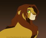  brown_hair feline feral fur green_eyes hair lion male mammal nude purrchinyan simple_background solo whiskers yellow_fur 