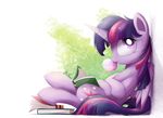 2016 book bubble_gum bugplayer cutie_mark equine feathered_wings feathers female feral friendship_is_magic fur hair hi_res horn lying mammal multicolored_hair my_little_pony purple_feathers purple_fur solo twilight_sparkle_(mlp) winged_unicorn wings 