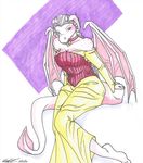  anthro big_breasts blue_eyes braided_hair breasts clothed clothing corset dragon dress female hair horn ink invalid_tag koshkio lingerie looking_at_viewer mauska scales scalie simple_background sitting solo spots voluptuous wings 