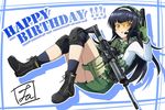  armor artist_name assault_rifle bangs black_footwear black_hair black_legwear blouse boots brown_eyes cz_p-09 english explosive girls_und_panzer gloves green_gloves green_skirt gun handgun headphones holding holster knee_pads long_hair long_sleeves looking_at_viewer lr-300 miniskirt neckerchief ooarai_school_uniform parted_lips pleated_skirt reizei_mako rifle school_uniform serafuku signature skirt socks solo sunglasses tactical_clothes thigh_holster tinted_eyewear tirotata trigger_discipline weapon white_blouse yellow-tinted_eyewear 