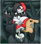  animated_skeleton big_breasts bone breasts cleavage clothed clothing female skeleton solo undead virus-20 