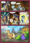  2016 anthro applejack_(mlp) armpits blue_hair bovine braided_hair breasts bushwoolies butt cattle cloudy_quartz_(mlp) comic cutie_mark dialogue equine friendship_is_magic fur grey_fur hair hooves horn horse jewelry mammal mane marble_pie_(mlp) minotaur my_little_pony necklace pencils_(artist) pony 