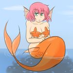  alternate_species big_breasts breasts cleavage clothed clothing female final_fantasy_v green_eyes hair lenna marine merfolk pink_hair solo starfish unknown_artist 