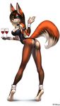  alcohol anthro beverage canine clothing female fox fur hair llirika looking_at_viewer mammal smile solo standing tight_clothing wine 