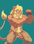  abs alternate_version_available balls blush body_hair cute_fangs erection feline flexing gazpacho_(artist) happy_trail jaryl_(character) lion looking_away male mammal mane muscular nude penis pinup pose pubes retracted_foreskin solo standing uncut 