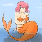  alternate_species big_breasts breasts cleavage clothed clothing female final_fantasy_v green_eyes hair lenna marine merfolk pink_hair solo starfish unknown_artist 